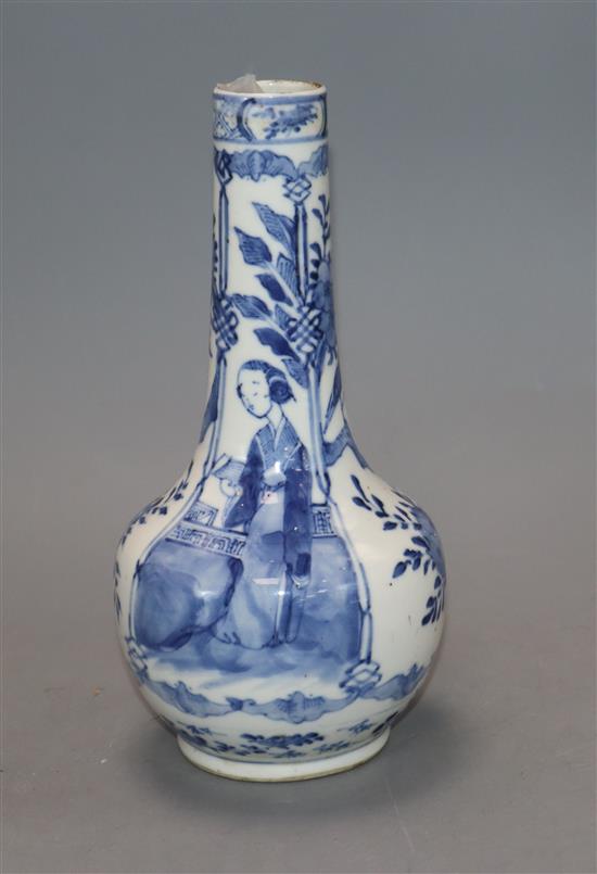 A Chinese blue and white vase, with Kangxi mark height 20cm